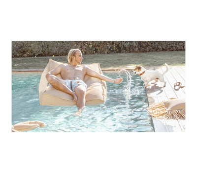 MXHOME - Schwimmende Sonnenliege mit Bast-Effekt - Outdoor-www.Stil-Ambiente.de-Bain de soleil beige raphia BSR