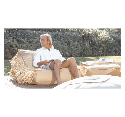 MXHOME - Sonnenliege in Bastoptik mit Fransen - Outdoor-www.Stil-Ambiente.de-Bain de soleil blanc raphia franges BSRBF