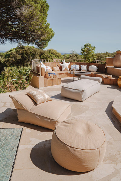 MXHOME Runder Sitzsack - Bast-Effekt Größe M - Outdoor-www.Stil-Ambiente.de-Tabouret M beige raphia TMR