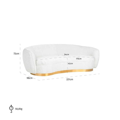 Ричмонд Interiors Bank Waylon White Bouclé (Copenhagen 900 Bouclé weiß)