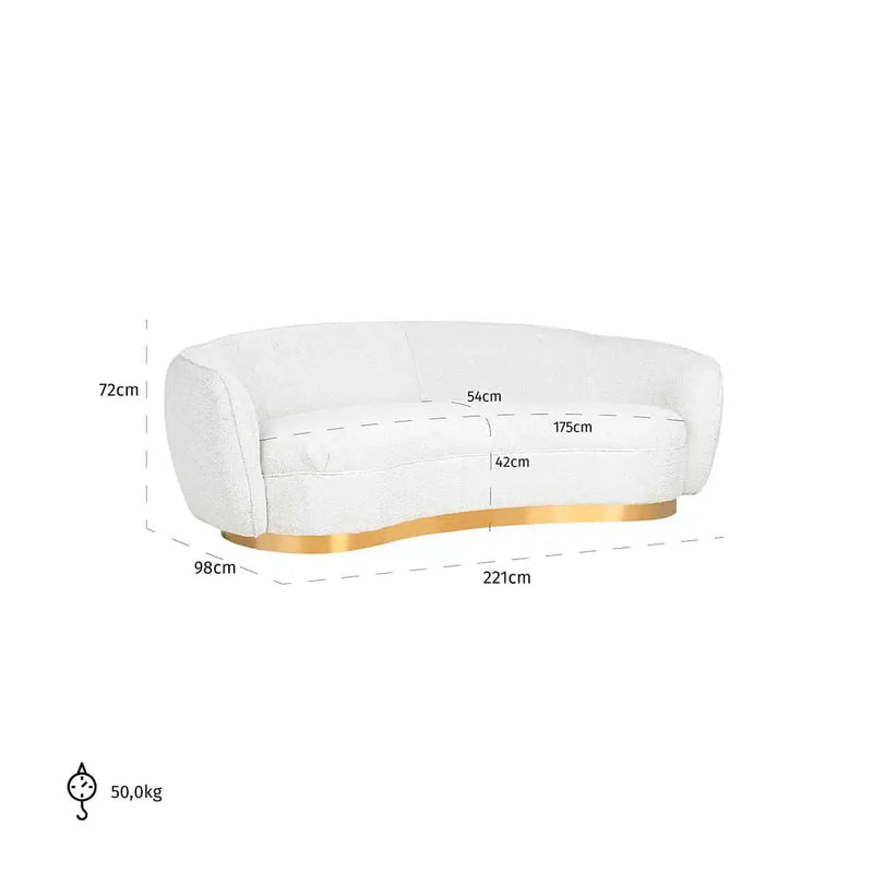 Ричмонд Interiors Bank Waylon White Bouclé (Copenhagen 900 Bouclé weiß)