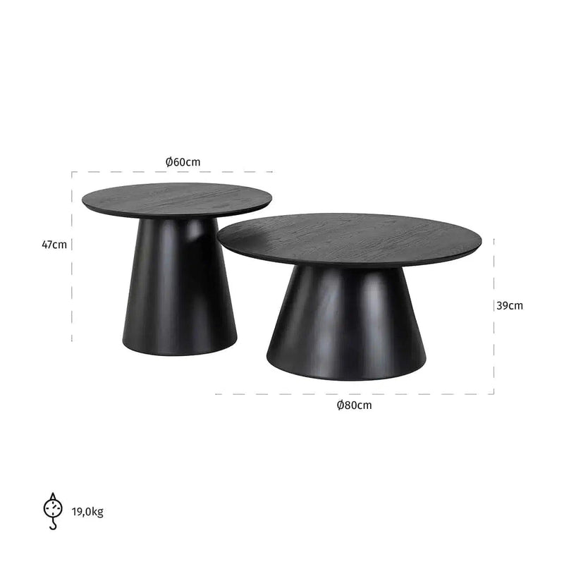 Richmond Interiors Couchtisch Couchtisch Jazz 2er-Set (Schwarz)-couchtische-Stil-Ambiente