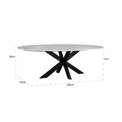 Table à manger intérieure de Richmond Lexington Oval Weiss 230cm (blanc)