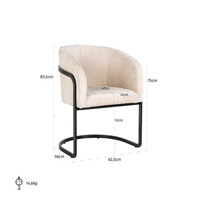 Richmond Interiors Esszimmerstuhl Samt Design Arm Chair Fire Retardant Blush White Chenille-Esszimmerstuhl-Stil-Ambiente-