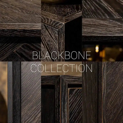 Richmond Interiors Nachttisch Blackbone gold 1 Schublade (Schwarz rustikal)