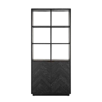 ريتشموند انتيريورز رف بلاك بون خزانة الكتب رف الكتب النحاسي 2 باب (أسود ريفي)