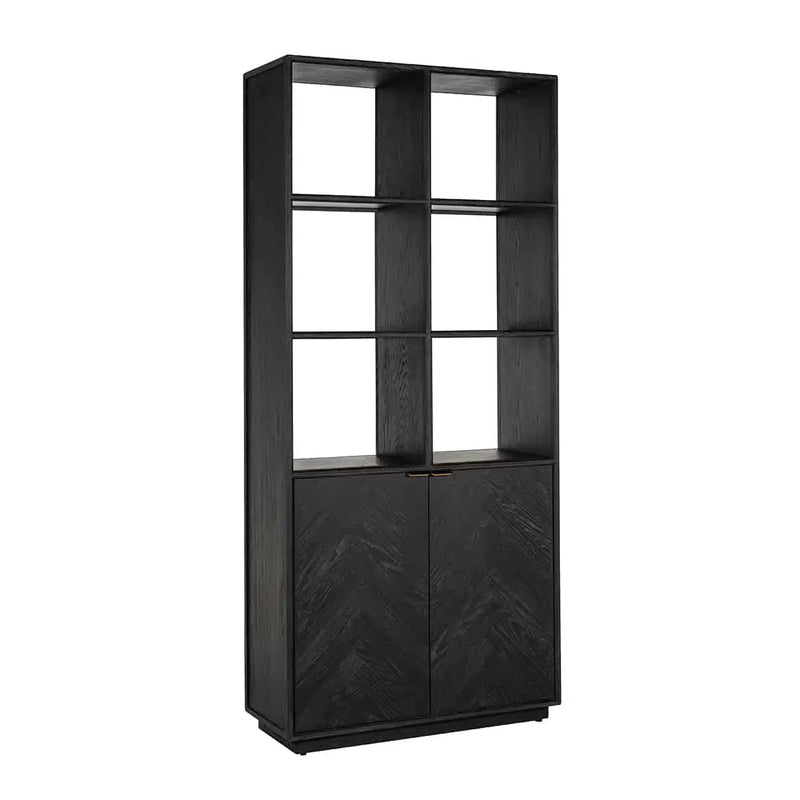 Richmond Interiors Shelf Blackbone Bookcase Cabinet Cabinet Book Hall Brass 2-Door (Μαύρο Ρουστίκ)