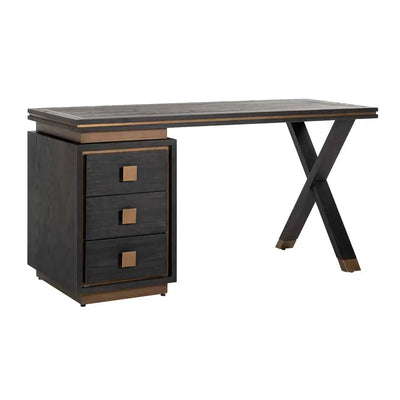 Richmond Interior's Desk Desk-jæger 3-skuffe (sort rustik)