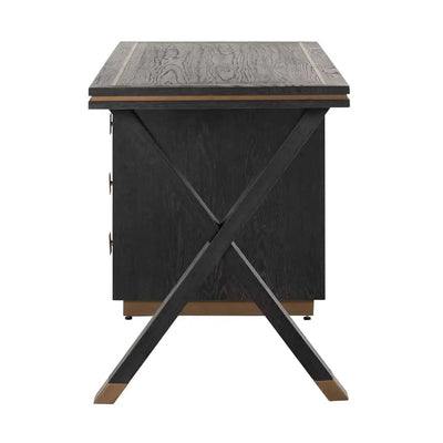 Richmond Interior's Desk Desk-jæger 3-skuffe (sort rustik)