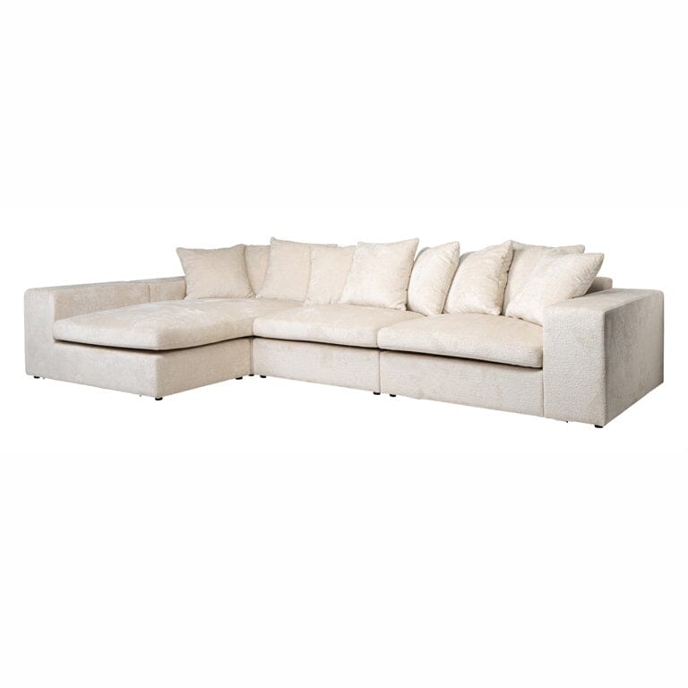 Richmond Interiors Sofa Couch Alcazar 3-seats + lounge left white chenille-Sofa-Stil-Ambiente-8720621685333