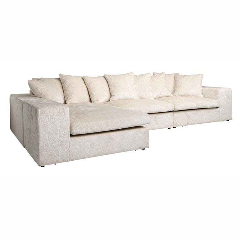 Richmond Interiors Sofa Couch Alcazar 3-seats + lounge left white chenille-Sofa-Stil-Ambiente-8720621685333