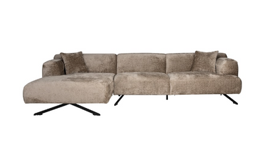 Richmond Interiors Sofa Couch Donovan 3-seats + lounge right (Bergen 104 taupe chenille)-Sofa-Stil-Ambiente-