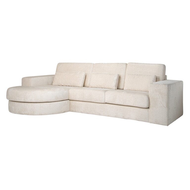 Richmond Interiors Sofa Couch Felix 2,5 seats + lounge links rund white chenille-sofa-Stil-Ambiente-