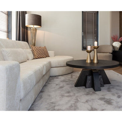 Richmond Interiors Sofa Couch Felix 2,5 seats + lounge rechts rund white chenille-Sofa-Stil-Ambiente-