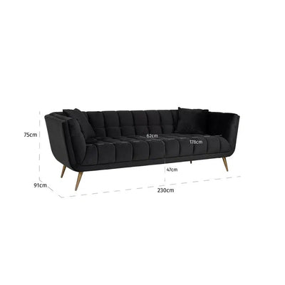 Richmond Interiors Sofa Couch Huxley Antraciet velvet / Brushed gold Samtbezug-Sofa-Stil-Ambiente-8720621663515