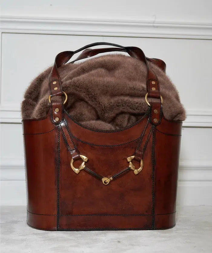 Adamsbro leather bag magazine bag handbag leather brown dark brown Equestrian collection