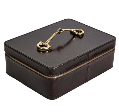 Adamsbro Schmuckkästchen Box Leder Snaffle Bit Goldenes Gebiss Equestrian Collection-Schmuckkästchen-Stil Ambiente