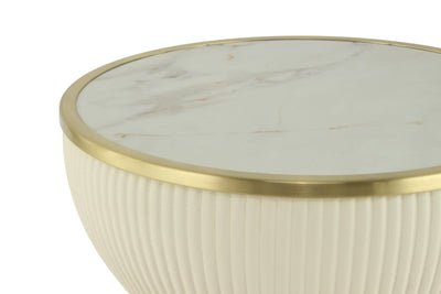 Mesa lateral de material mika beige mesa de café cuero sintético