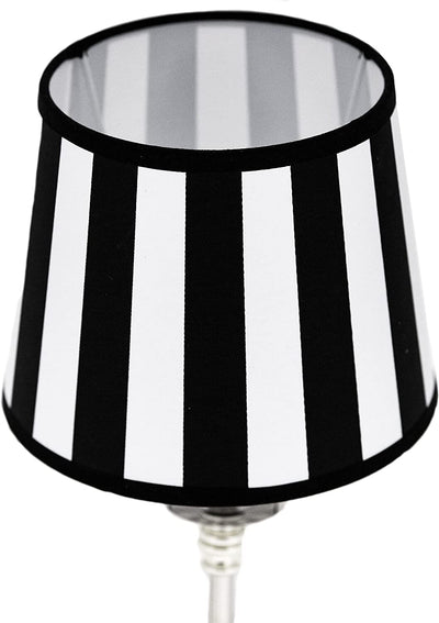 Design Tischlampe mit Lampenschirm Gestreift Schwarz Weiß - Stil Ambiente