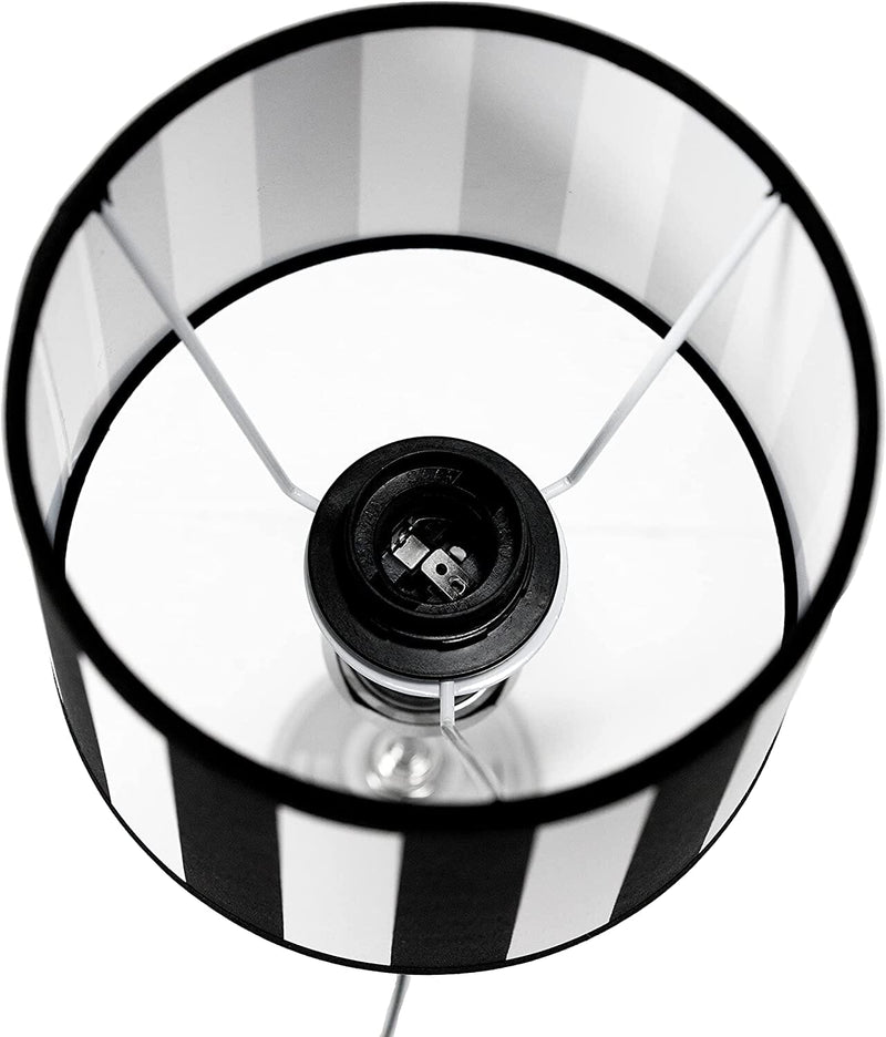 Design Tischlampe mit Lampenschirm Gestreift Schwarz Weiß - Stil Ambiente