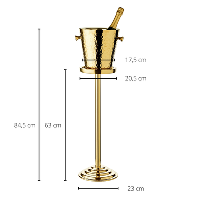 Edzard Capri Sektkühler mit Ständer, Edelstahl hochglanzpoliert goldfarben, außen gemustert, Höhe 85 cm-Sektkühler-Stil-Ambiente-7254