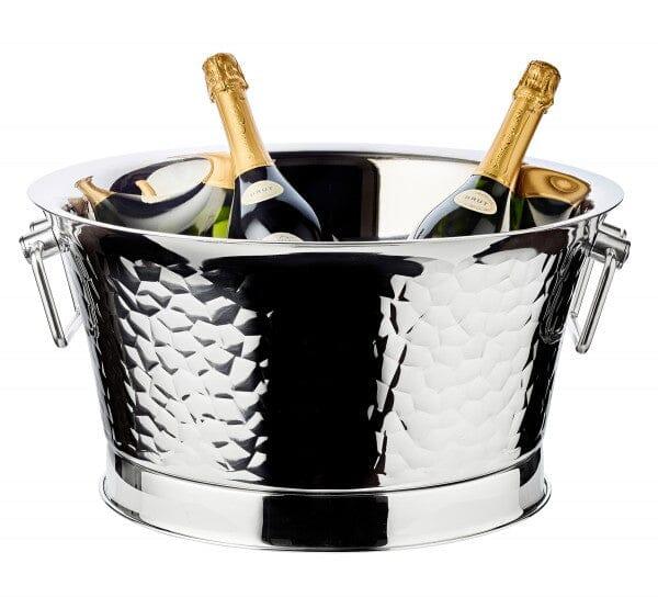 Champagnerkühler Aus Edelstahl – Klassisch Mit Hirschköpfen, Ca. 20,5 Cm Hoch, Poliert