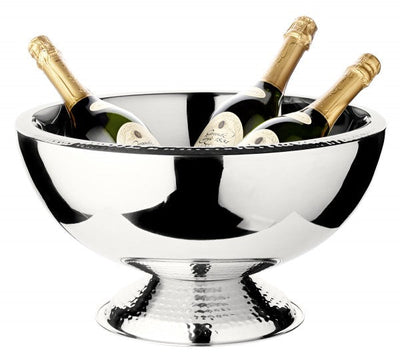Edzard Champagnerkühler Till, doppelwandig, Edelstahl hochglanzpoliert, Rand und Fuß gehämmert, ø 43 cm-Champagnerkühler-Stil-Ambiente-8941