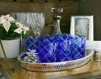 Edzard Dio 6er Set Kristallgläser, blau, handgeschliffenes Glas-glas-Stil-Ambiente-