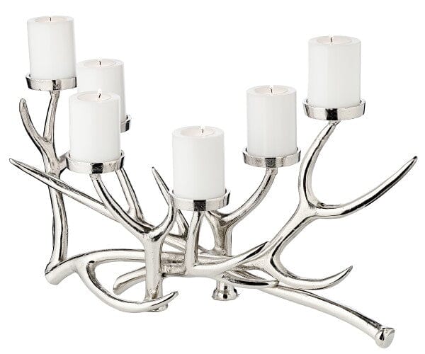Edzard Kerzenleuchter James, Geweih-Design, Aluminium vernickelt-Kerzenständer-Stil-Ambiente-7721