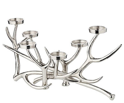 Edzard Kerzenleuchter James, Geweih-Design, Aluminium vernickelt-Kerzenständer-Stil-Ambiente-7721
