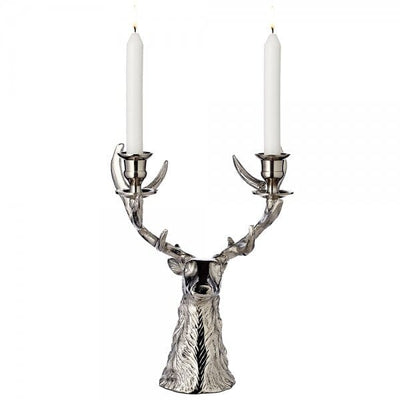 Edzard Kerzenleuchter Kerzenhalter Hirsch Geweih Höhe 33 cm, Aluminium-Kerzenständer-Stil-Ambiente-7714