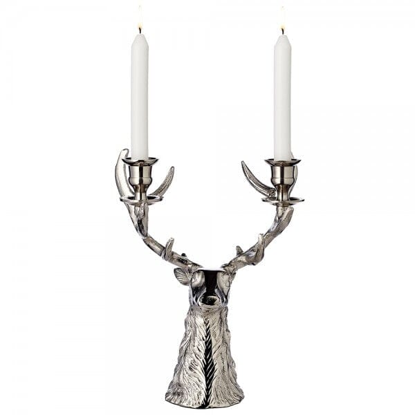 Edzard Kerzenleuchter Kerzenhalter Hirsch Geweih Höhe 33 cm, Aluminium-Kerzenständer-Stil-Ambiente-7714