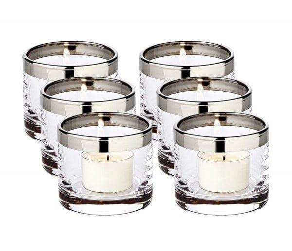 EDZARD Windlicht Molly Set – Mundgeblasenes Kristallglas Mit Platinrand & 16 Teelichtern