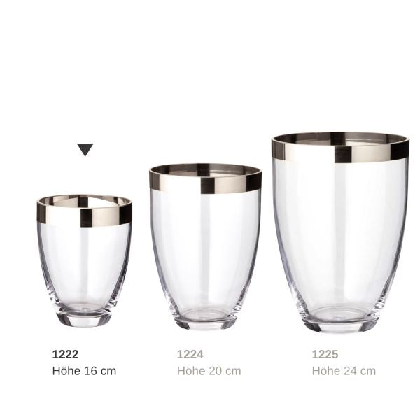Edzard Vase Charlotte, mundgeblasenes Kristallglas mit Platinrand-Vase-Stil-Ambiente-